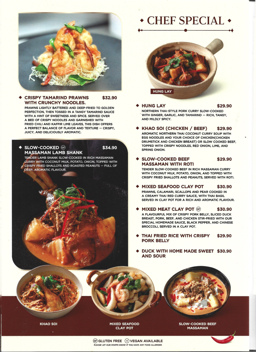 Menu, Kang Thai