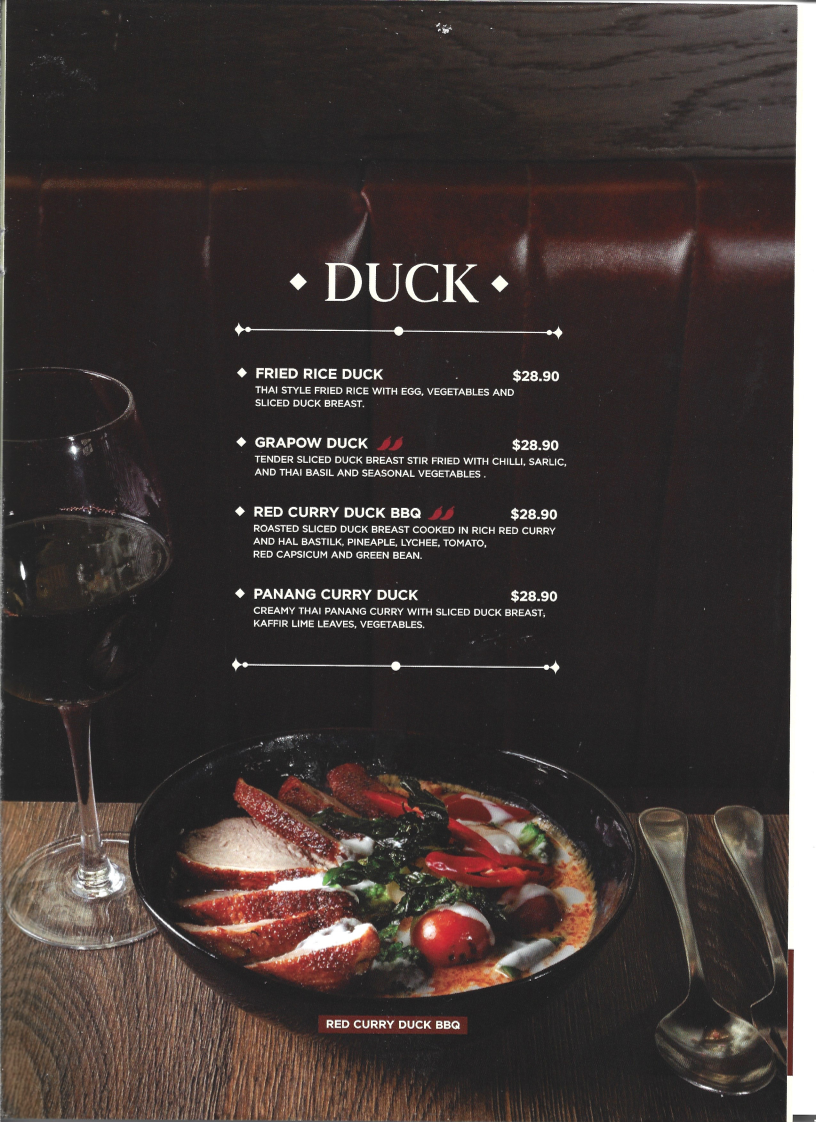 Menu, Kang Thai