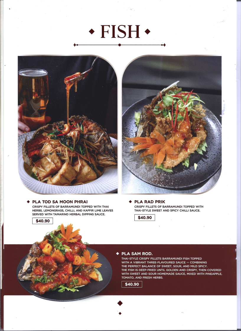 Menu, Kang Thai
