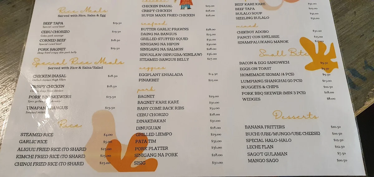 Menu, Enelssie Café Main Location BURNSIDE