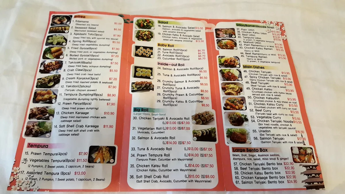Menu, Sushi Yah