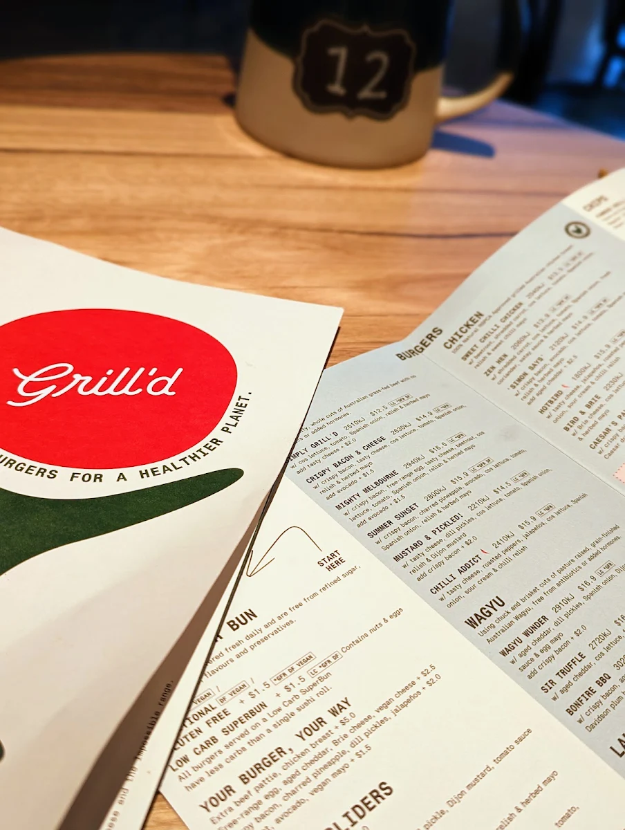 Menu, Grill'd Burgers - Karingal