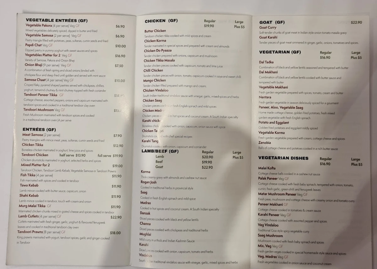 Menu, 2 Brothers Indian Restaurant