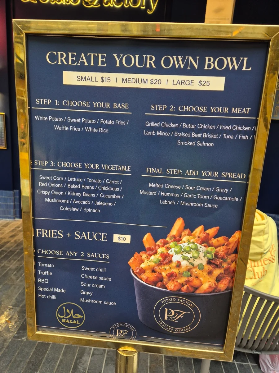 Menu, Potato Factory