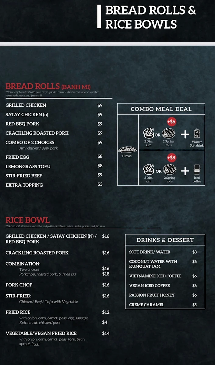 Menu, 5 Roll House_Vietnamese food_Northgate