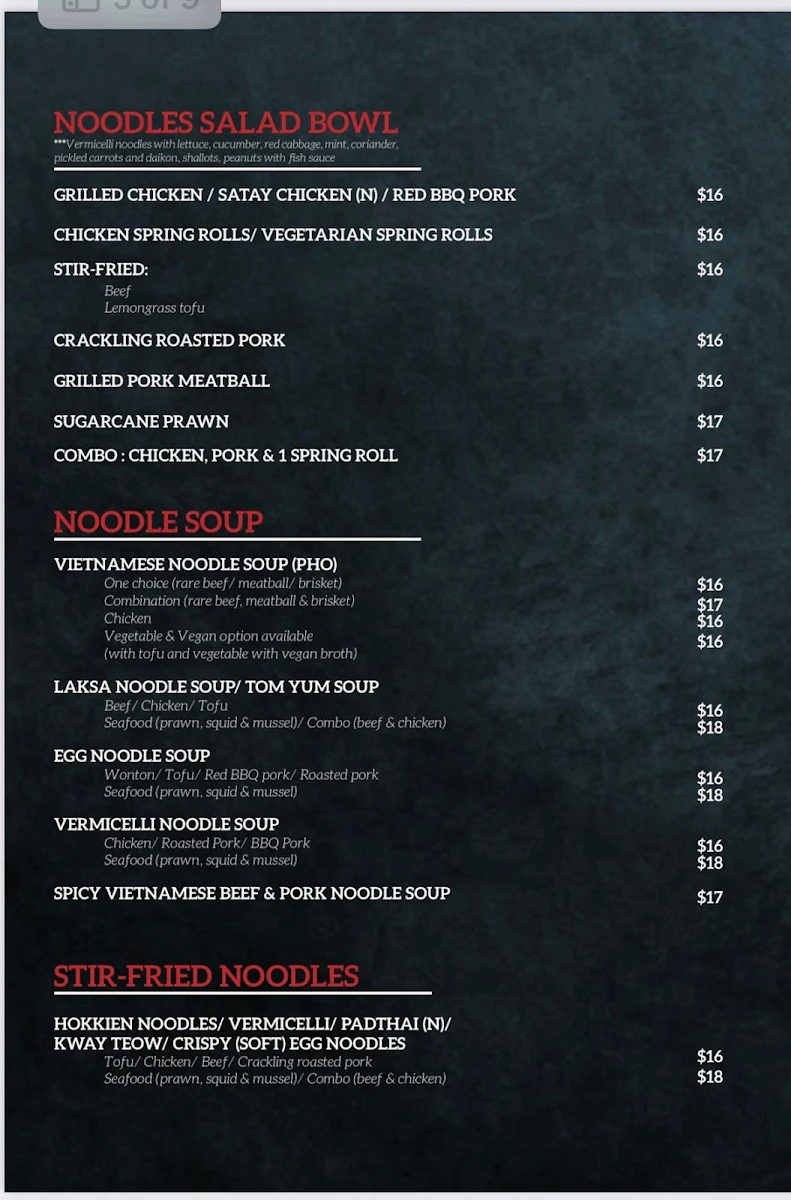 Menu, 5 Roll House_Vietnamese food_Northgate