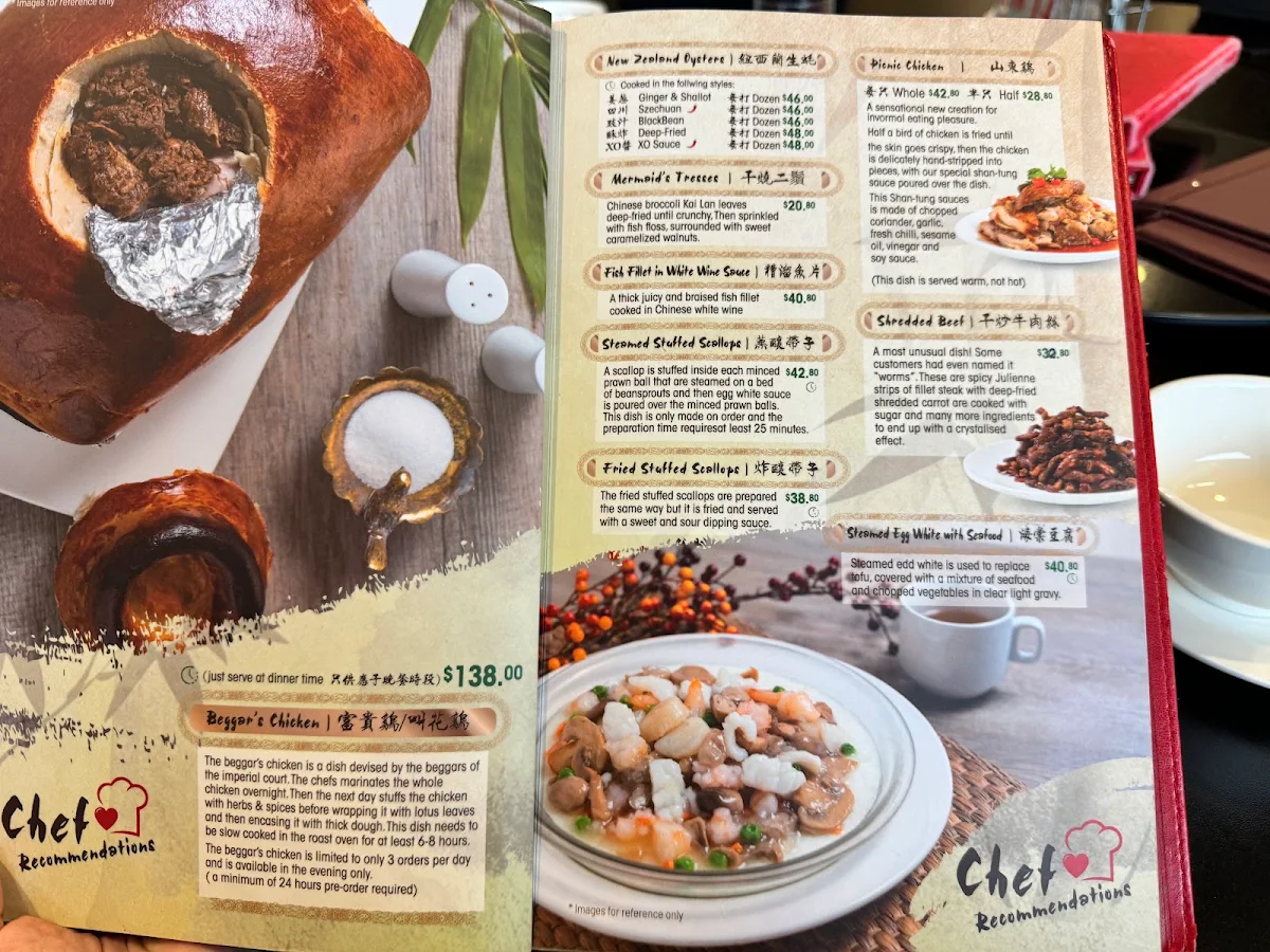 Menu, Billy's Pine and Bamboo Restaurant