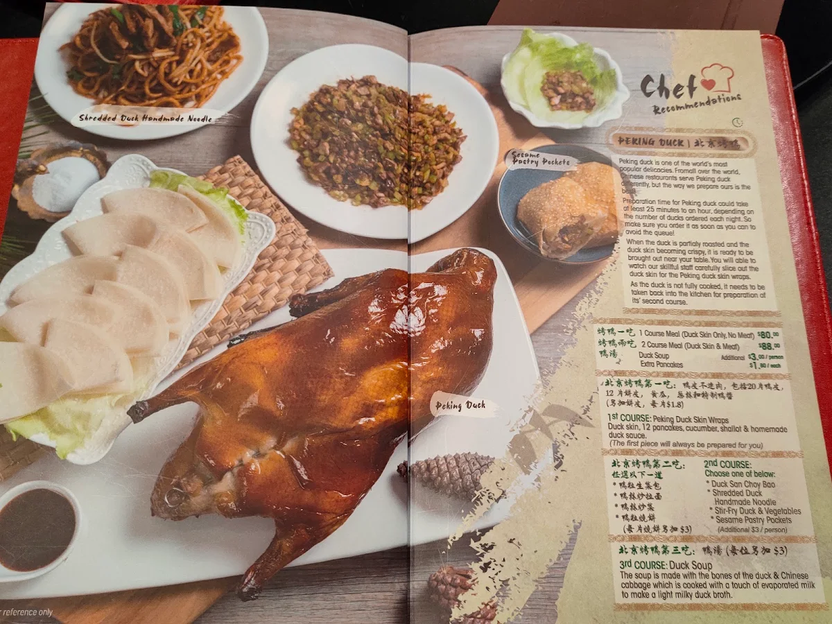 Menu, Billy's Pine and Bamboo Restaurant