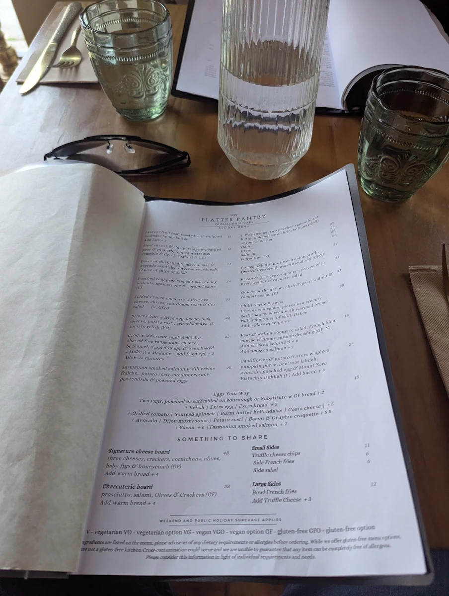 Menu, Platter Pantry