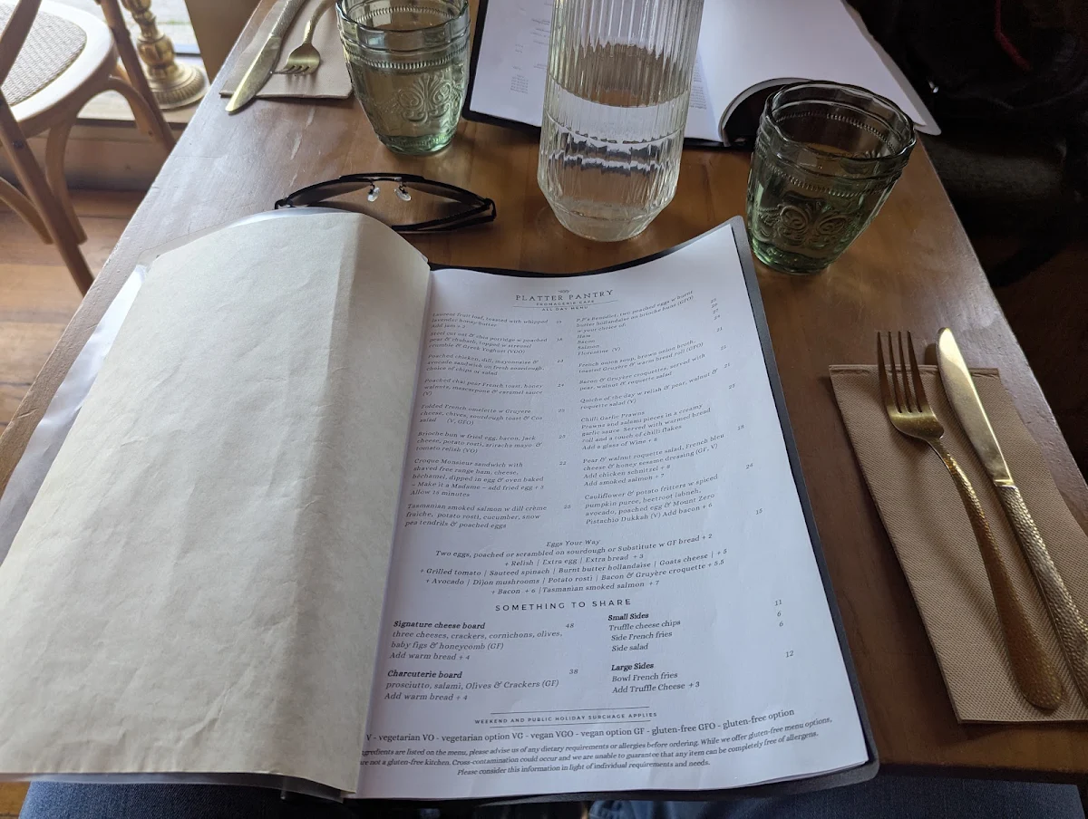 Menu, Platter Pantry
