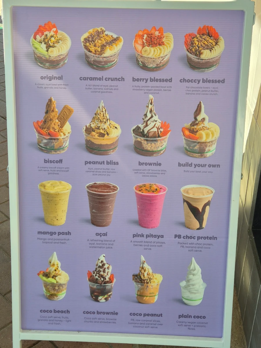 Menu, Blessed Bowls Burleigh Heads