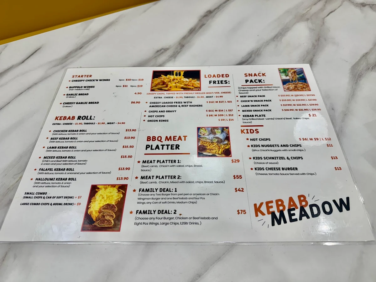 Menu, Kebab Meadow