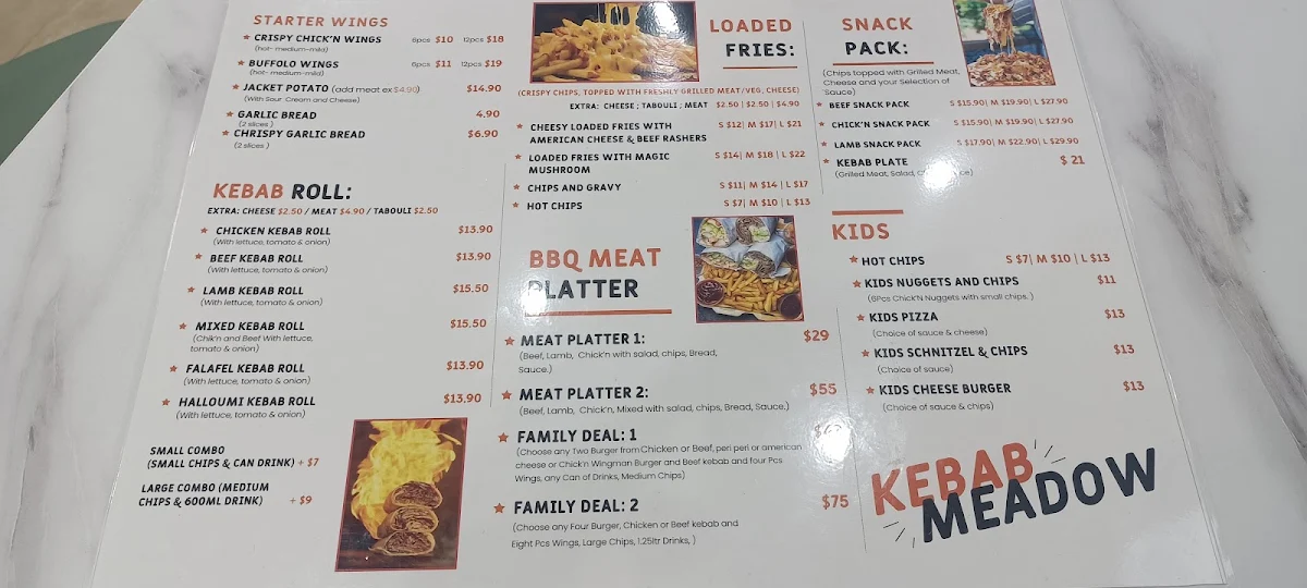 Menu, Kebab Meadow