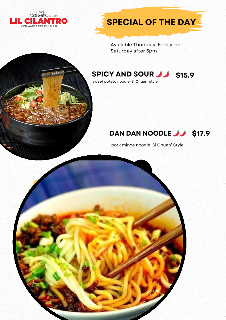 Menu, Lil Cilantro Cherrybrook
