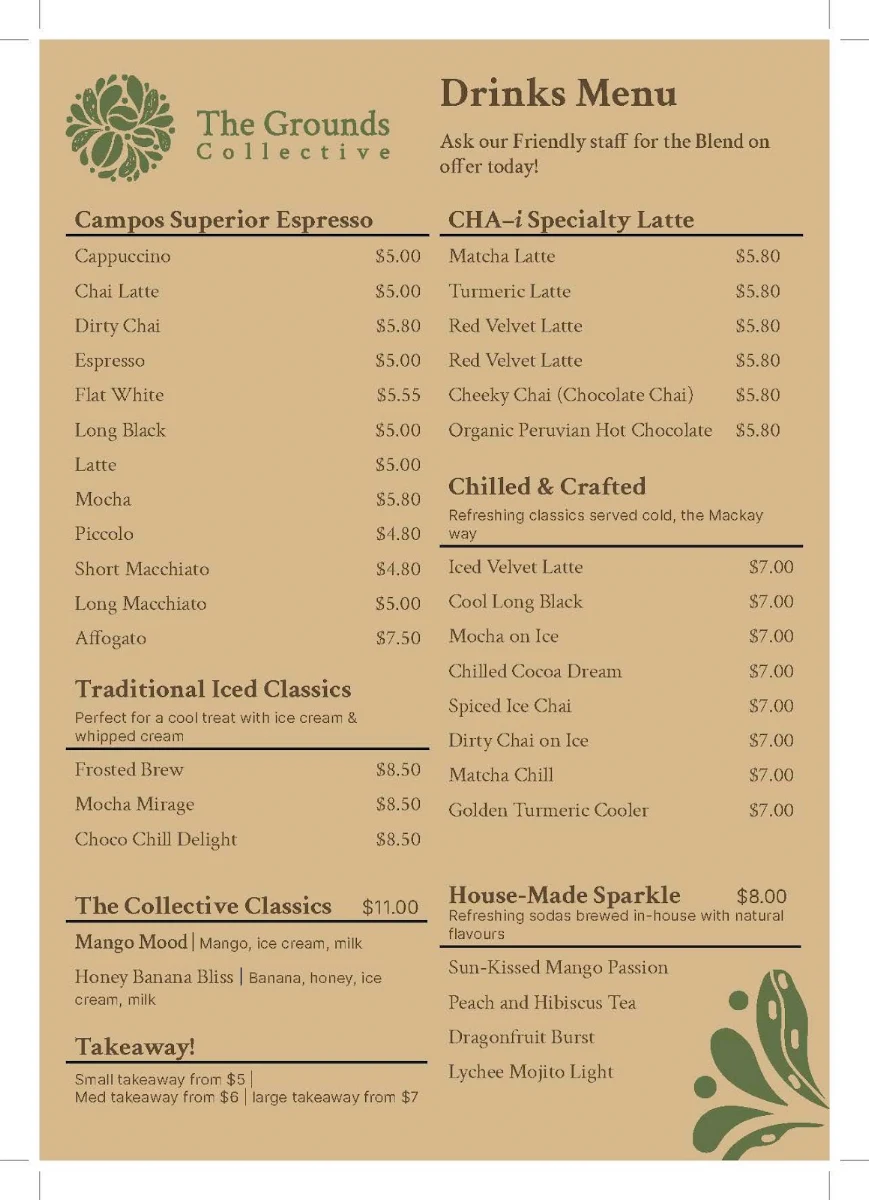 Menu, The Grounds Collective