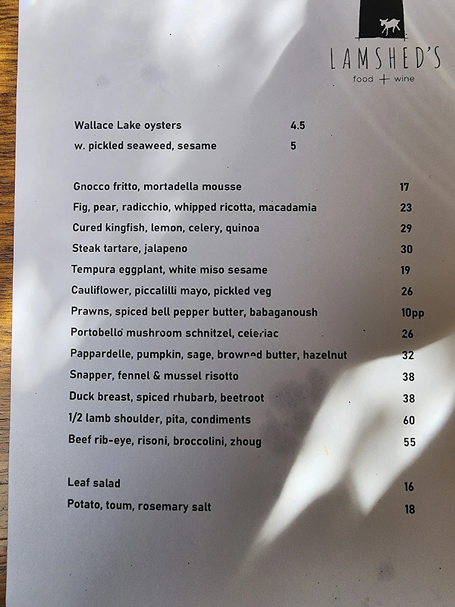 Menu, Lamshed's