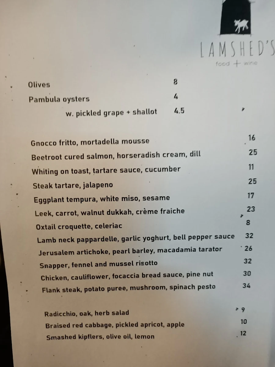Menu, Lamshed's