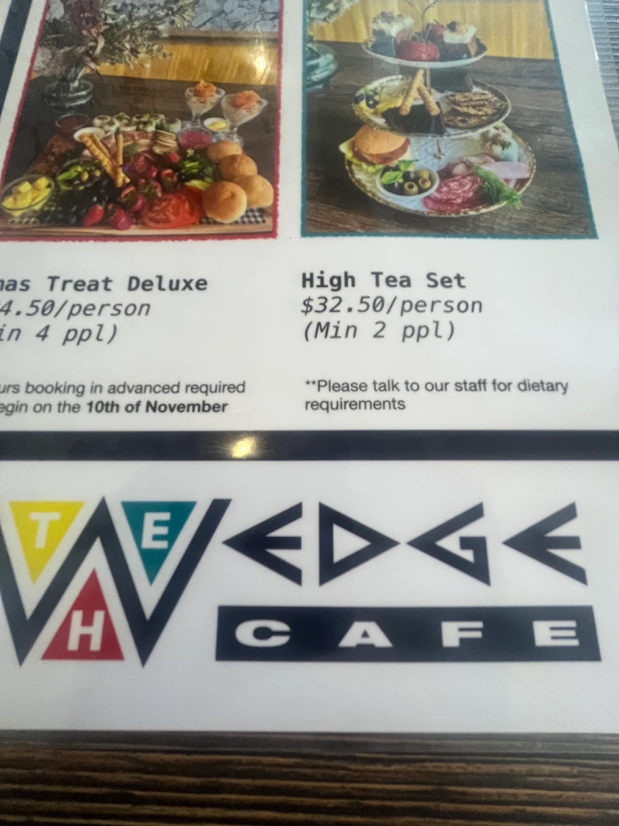Menu, The Wedge Cafe