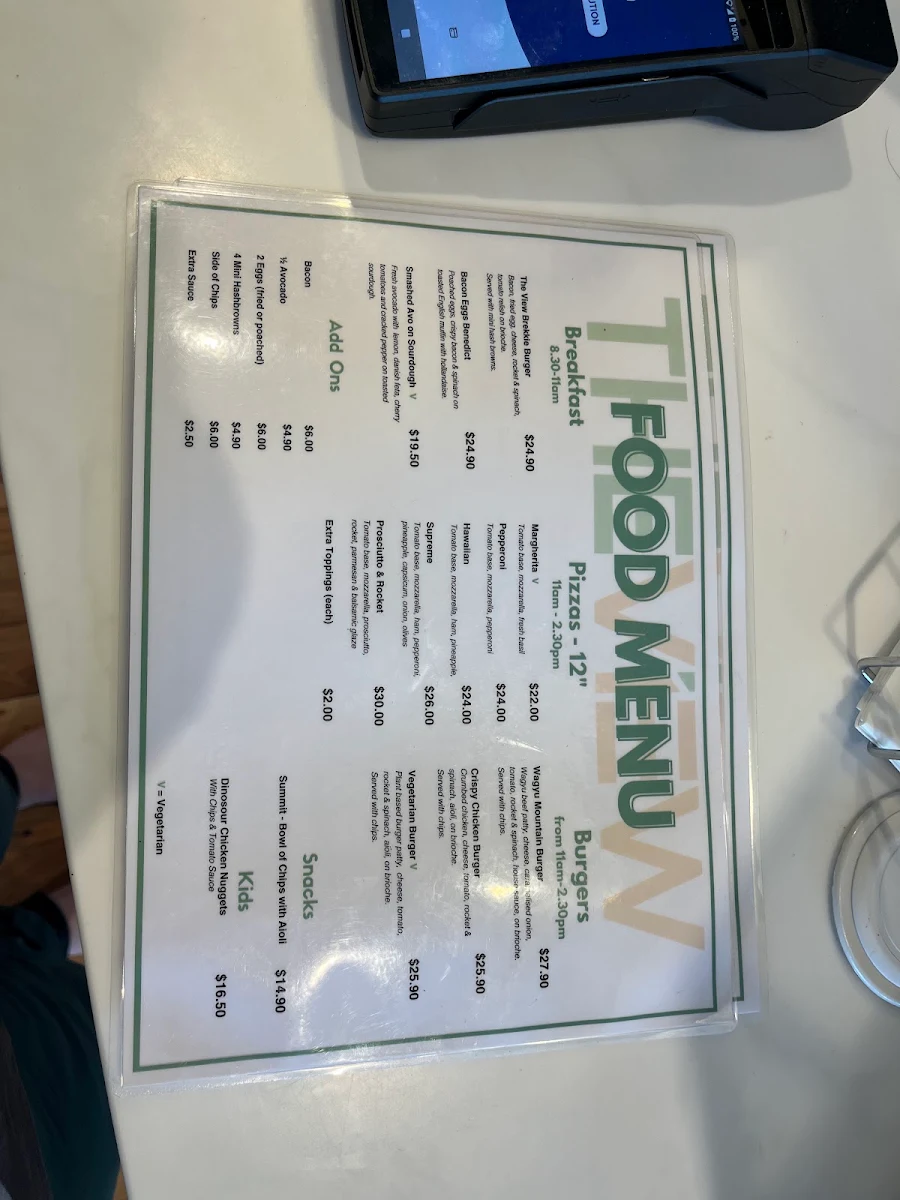 Menu, The View on Mount Glorious