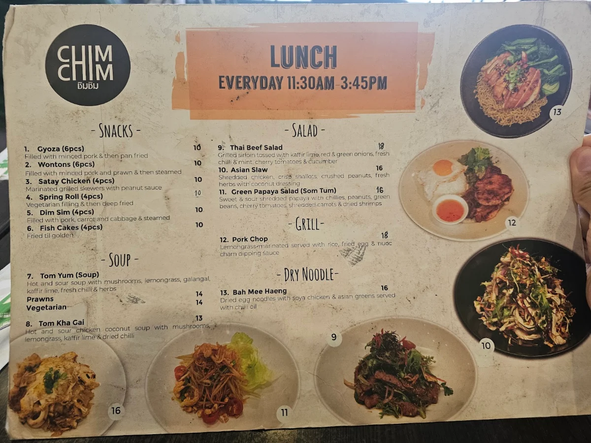 Menu, Chim Chim Randwick
