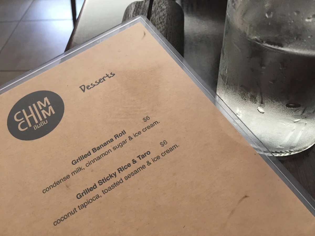 Menu, Chim Chim Randwick