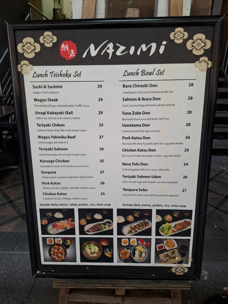 Menu, Nazimi Japanese Restaurant & Cafe