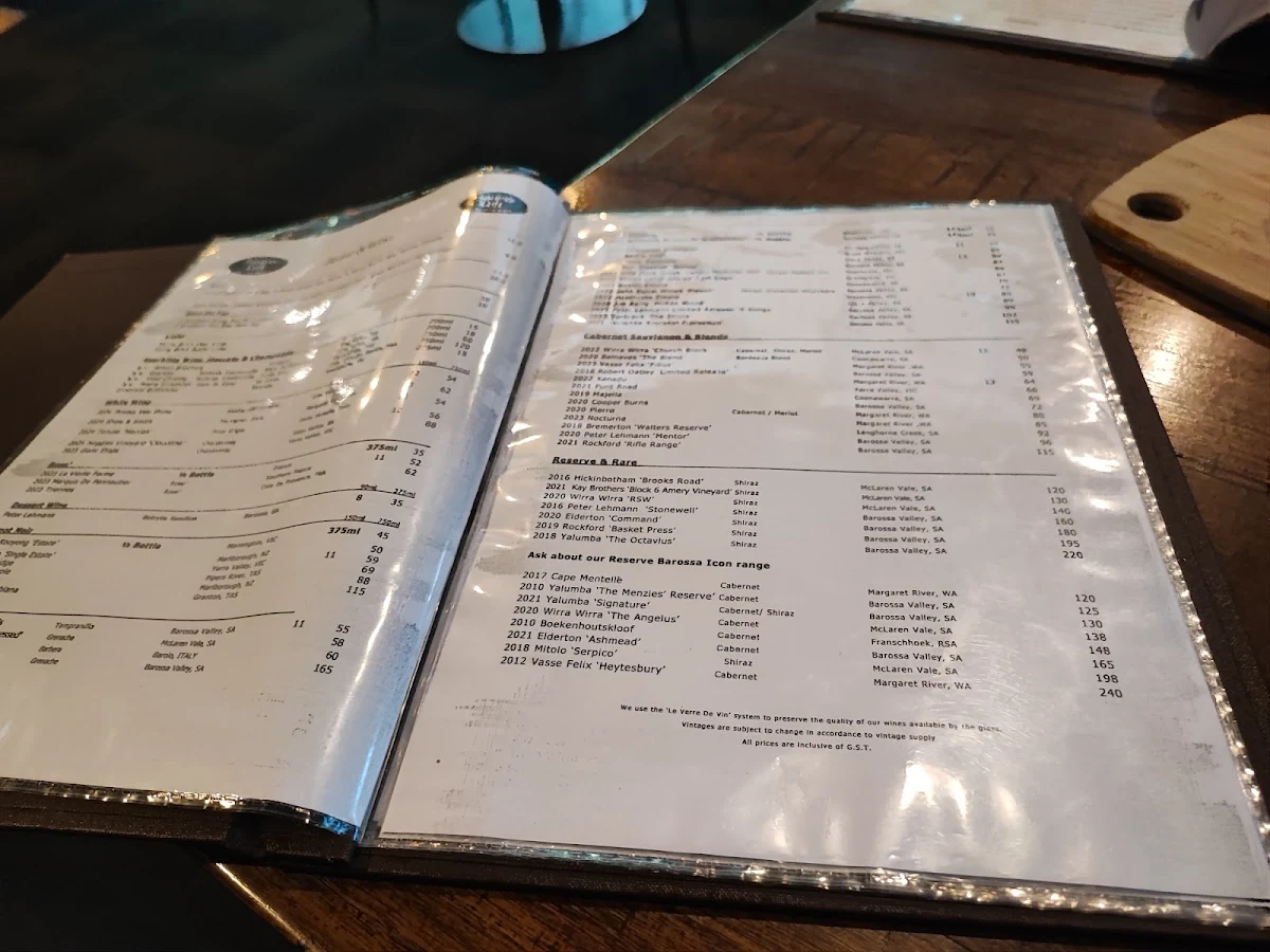 Menu, Squires Loft Docklands