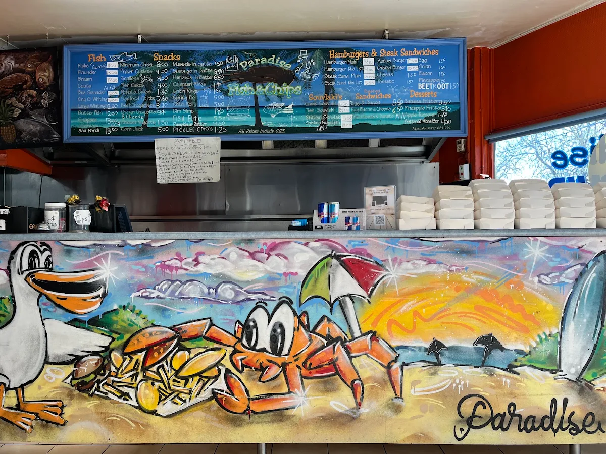 Menu, Paradise Fish & Chips