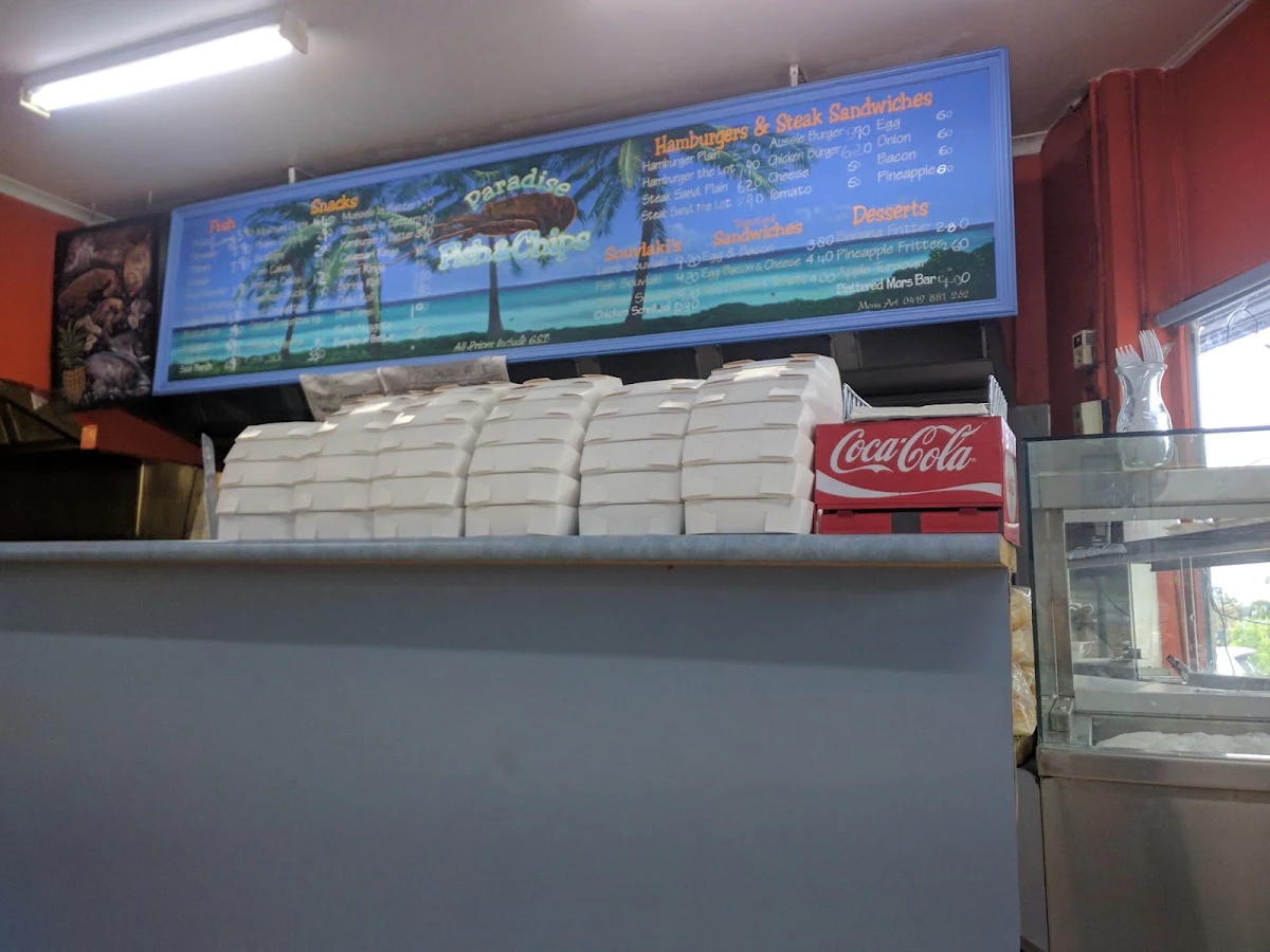 Menu, Paradise Fish & Chips