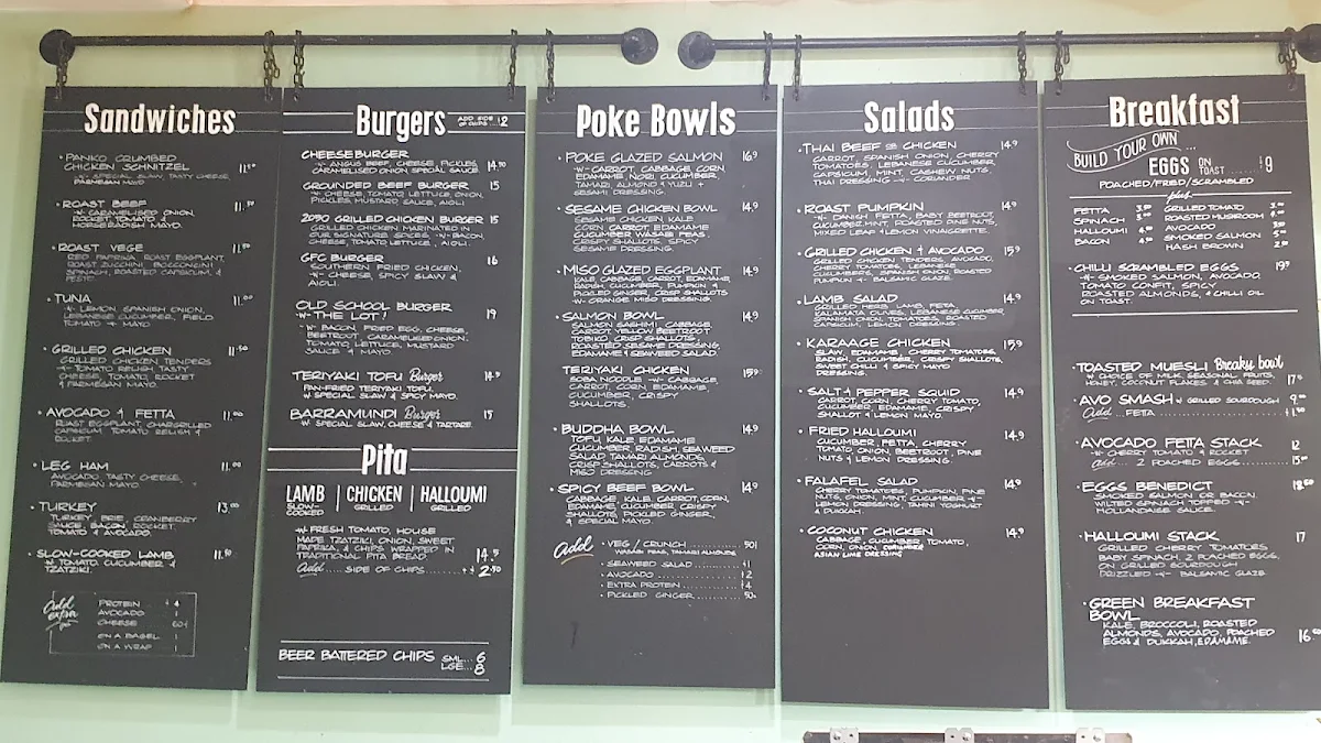 Menu, Grounded 2050 Cafe