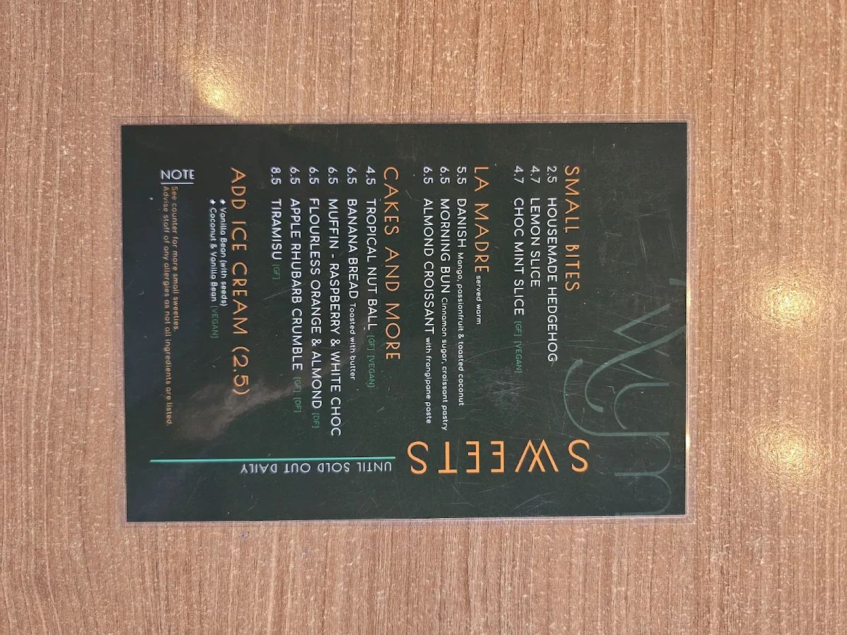 Menu, WYM | Geelong Botanic Gardens