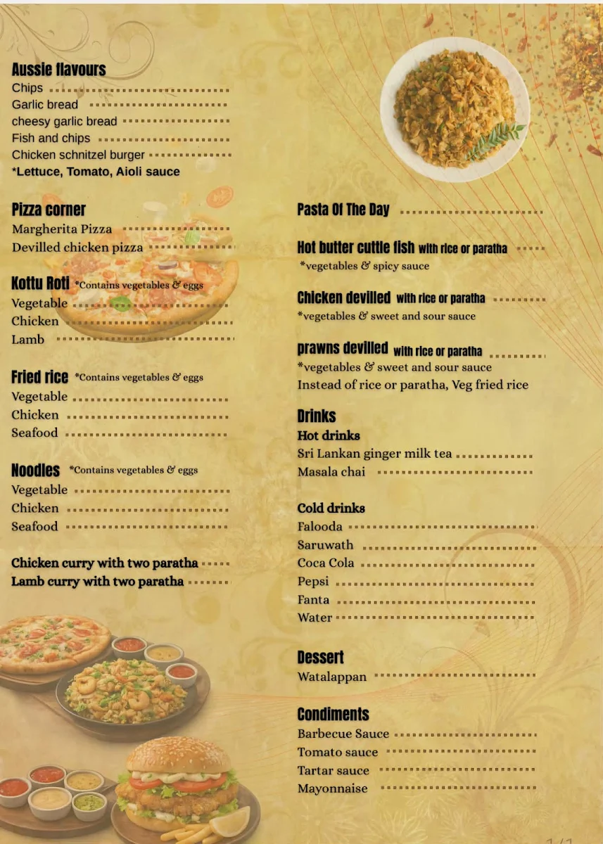 Menu, Fernando's food truck