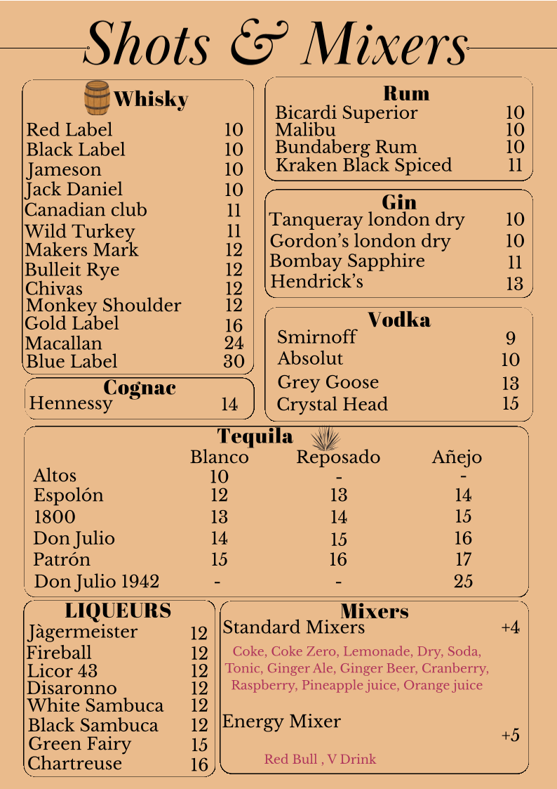 Menu, TWILIGHT CITY