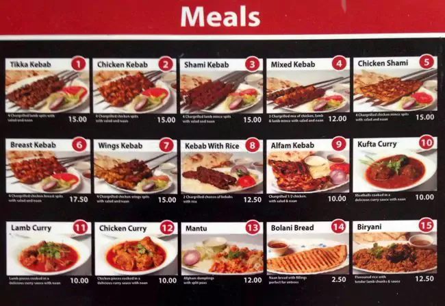 Menu, Lawash Bakery