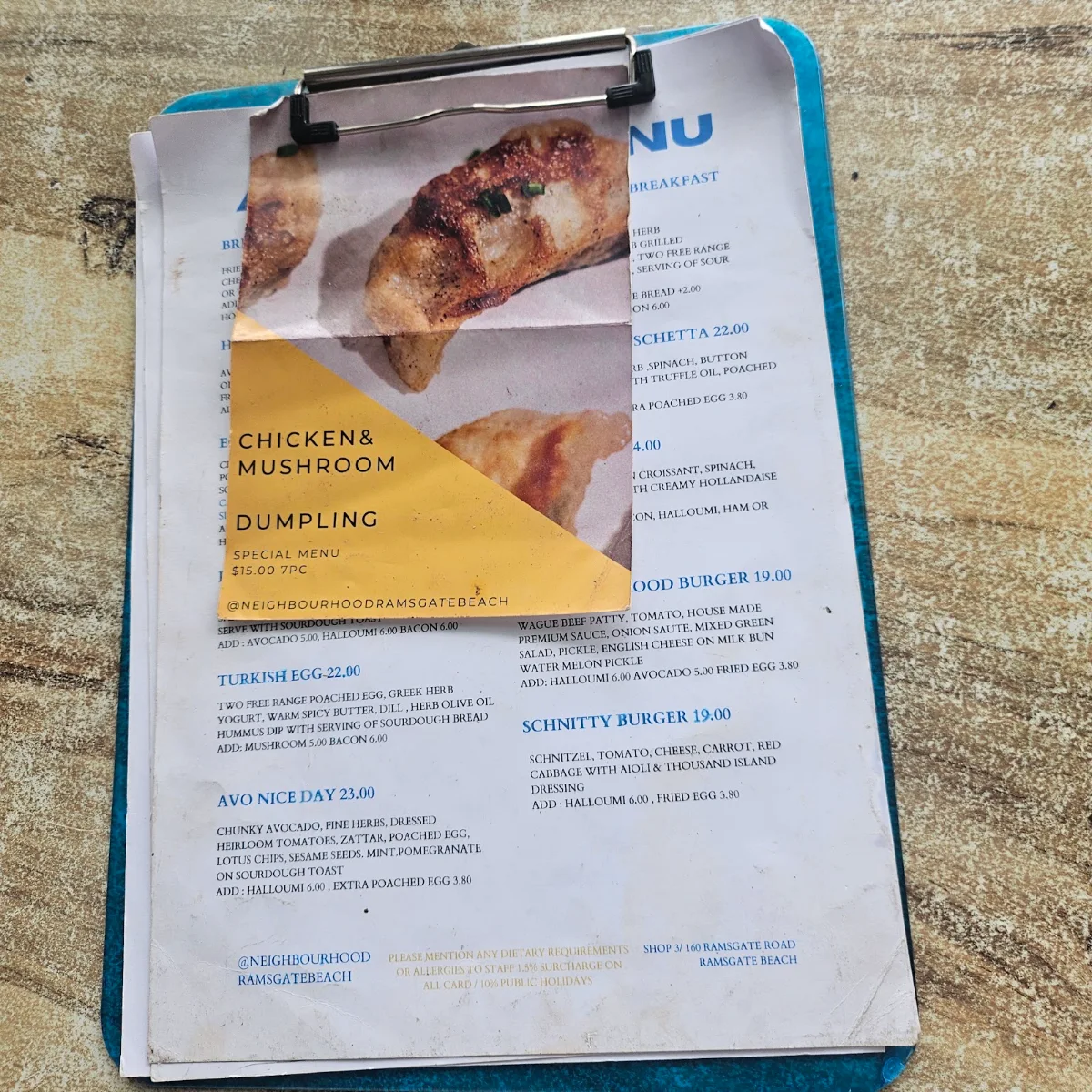 Menu, Neighbourhood