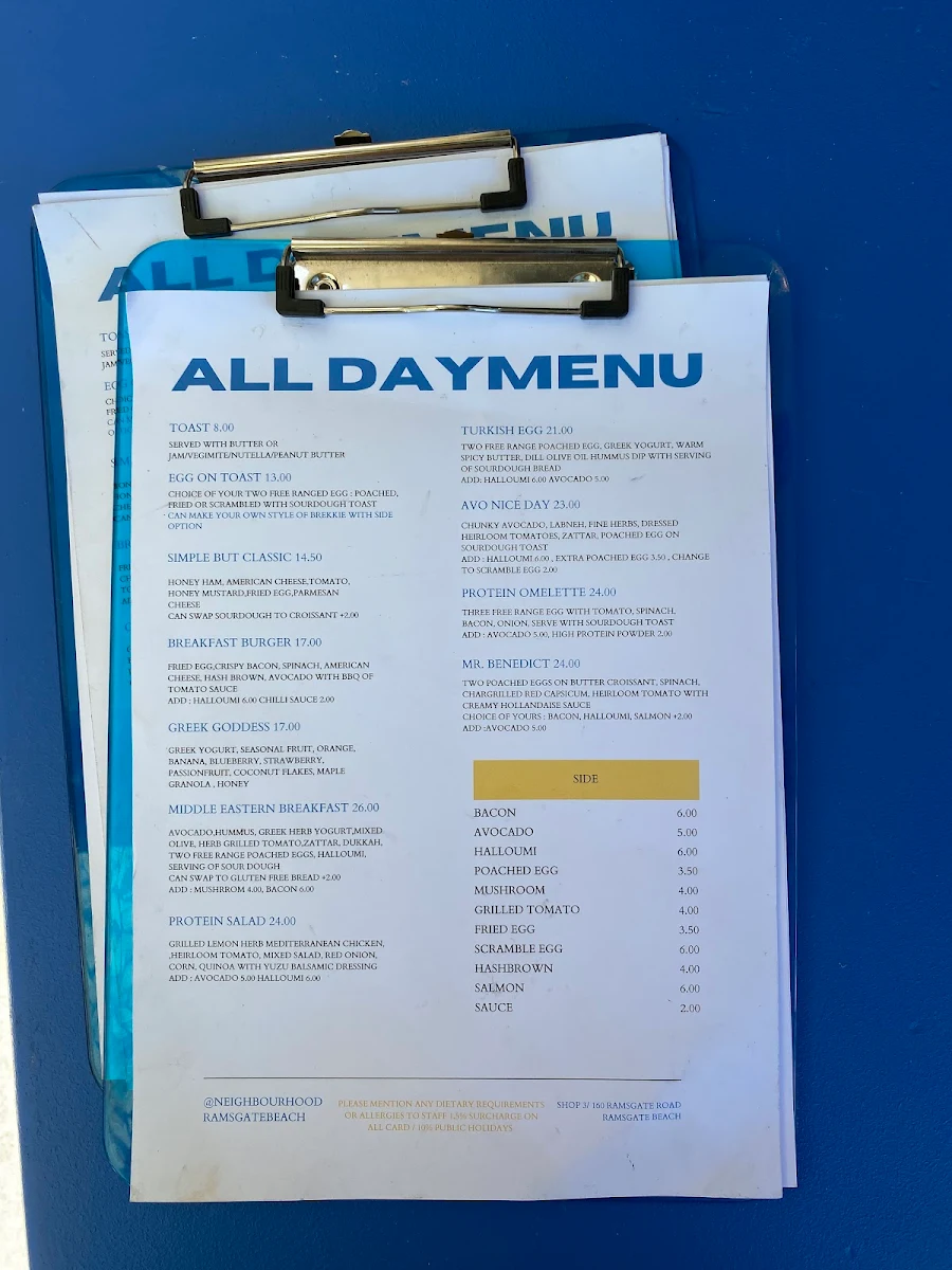 Menu, Neighbourhood