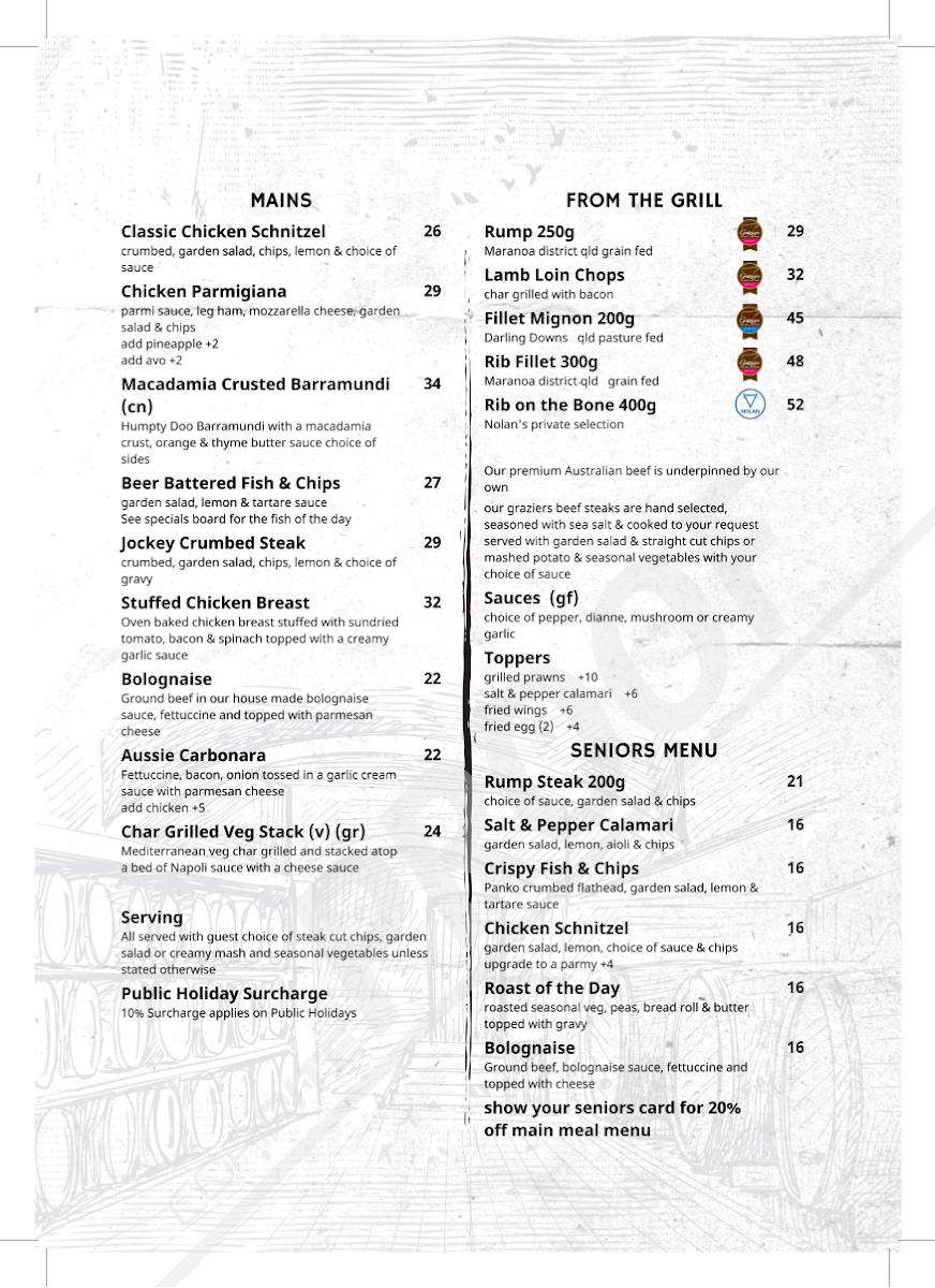 Menu, Jockey Club Hotel