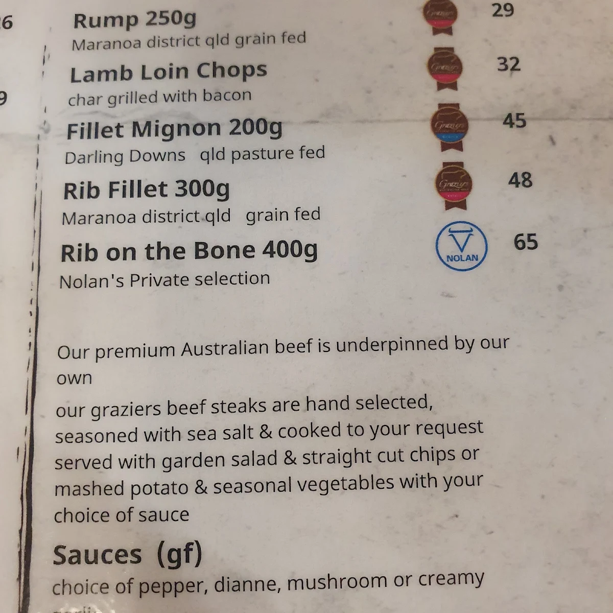 Menu, Jockey Club Hotel