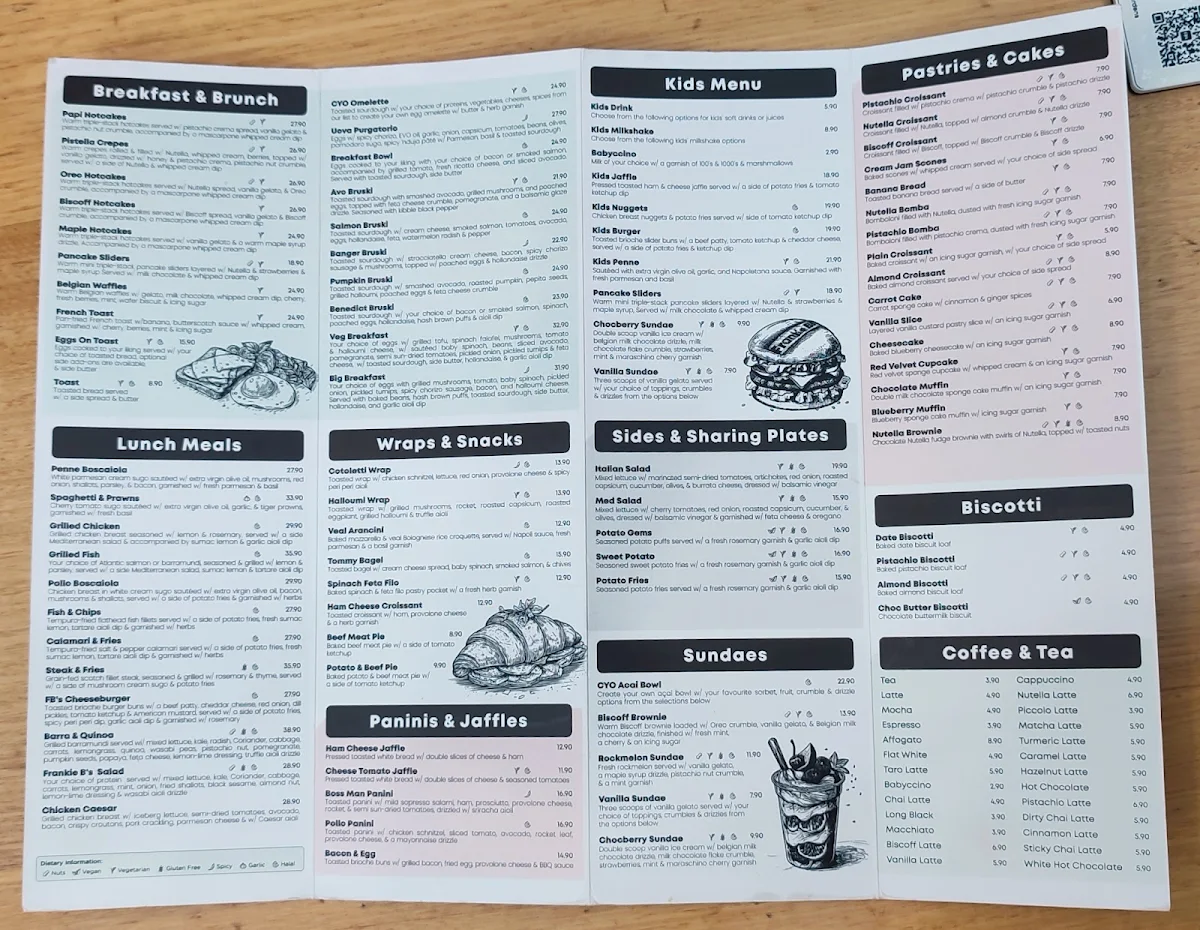 Menu, BOCCA by Frankie B's
