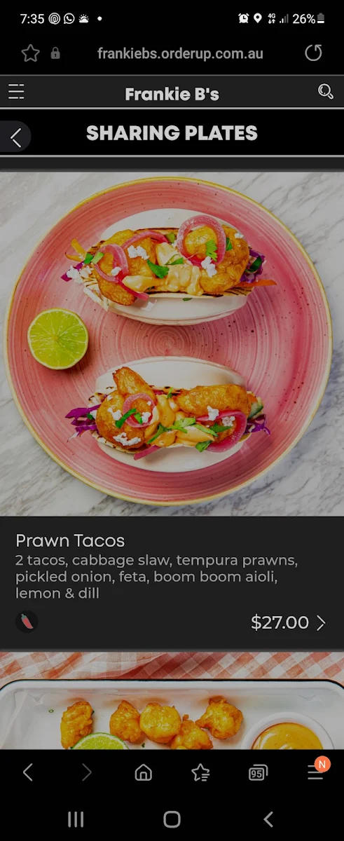 Menu, BOCCA by Frankie B's