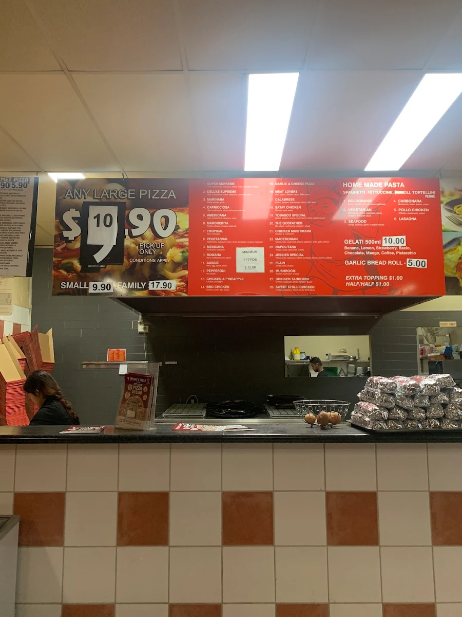 Menu, Jessie's Pizza - Oakleigh