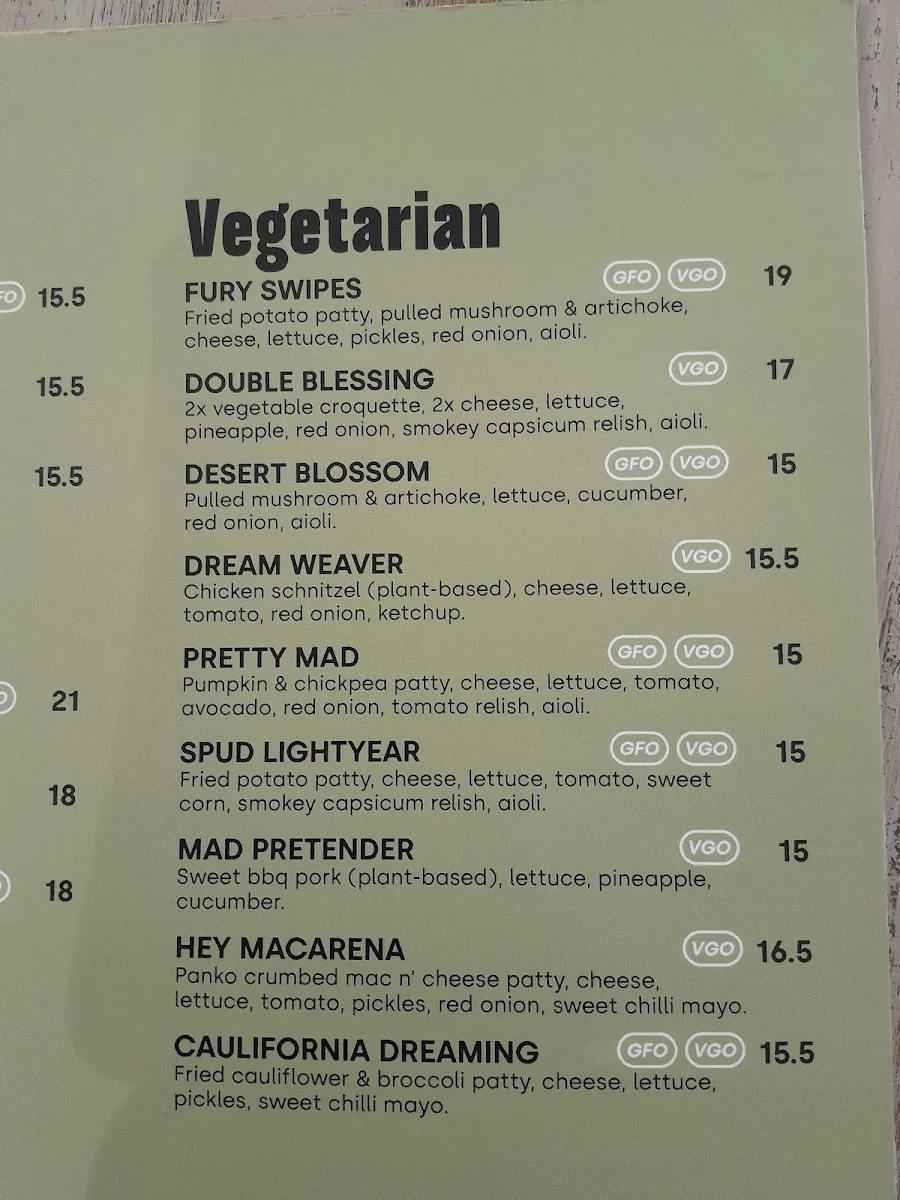 Menu, MAD BENJI