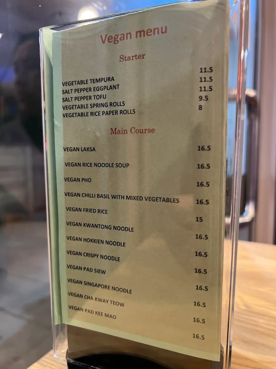Menu, Asian Noodle House