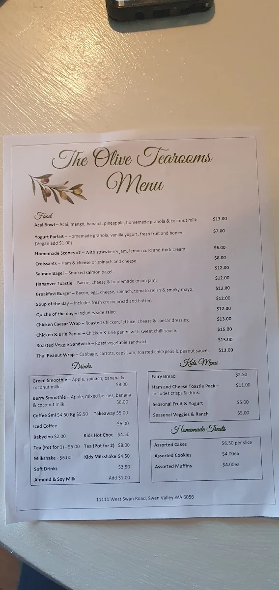 Menu, The Maali café