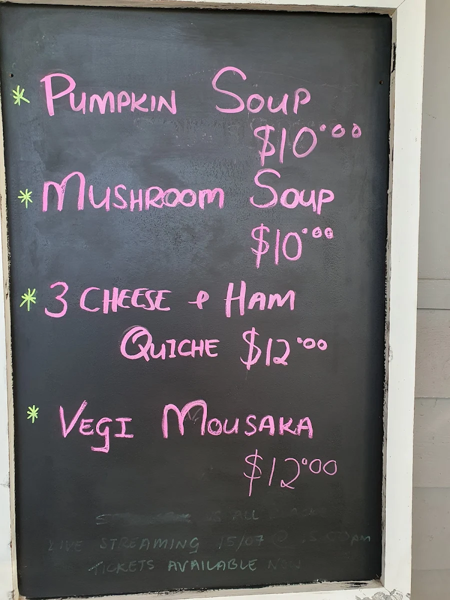 Menu, The Maali café