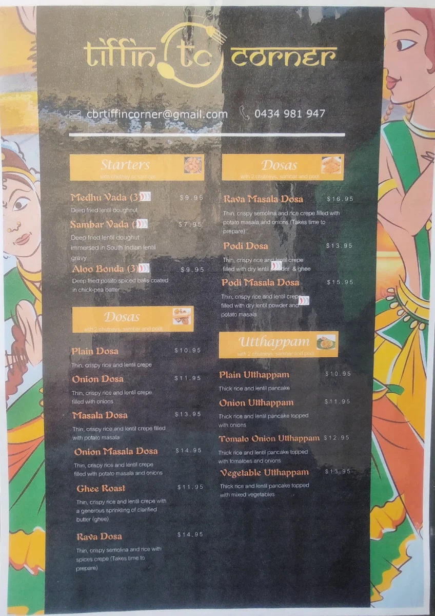 Menu, Tiffin Corner