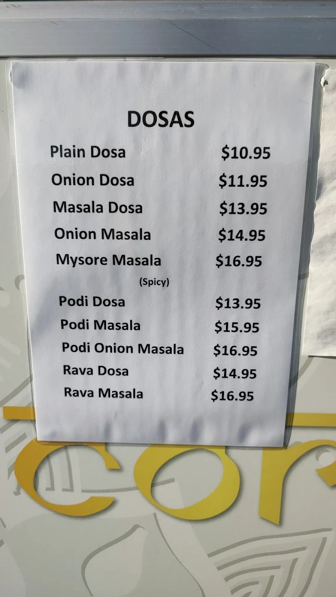 Menu, Tiffin Corner