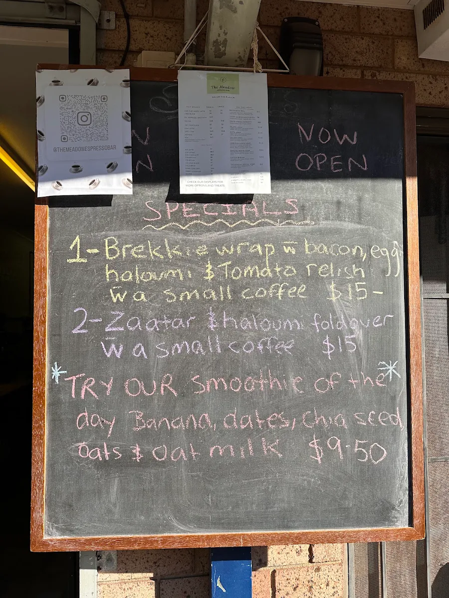 Menu, The Meadow Espresso Bar