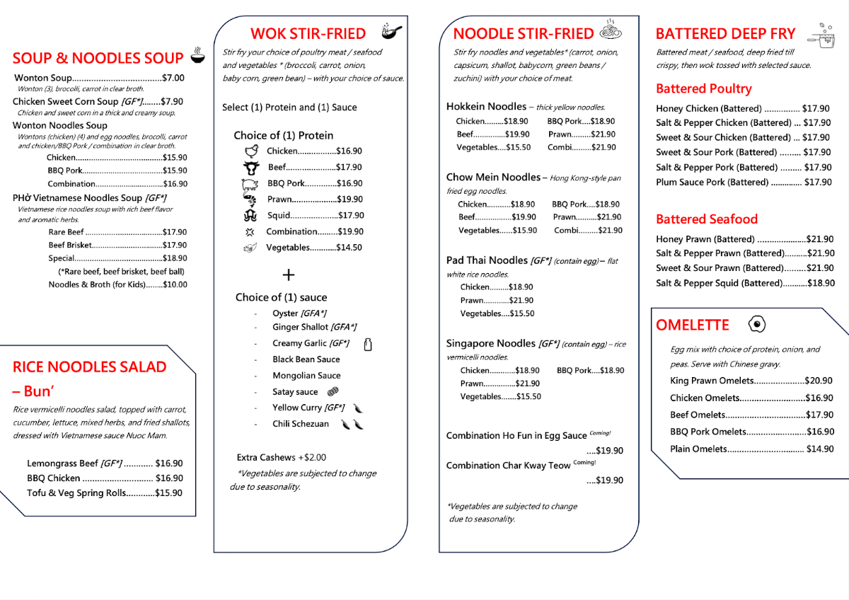 Menu, Fu Wok N Roll Beenleigh