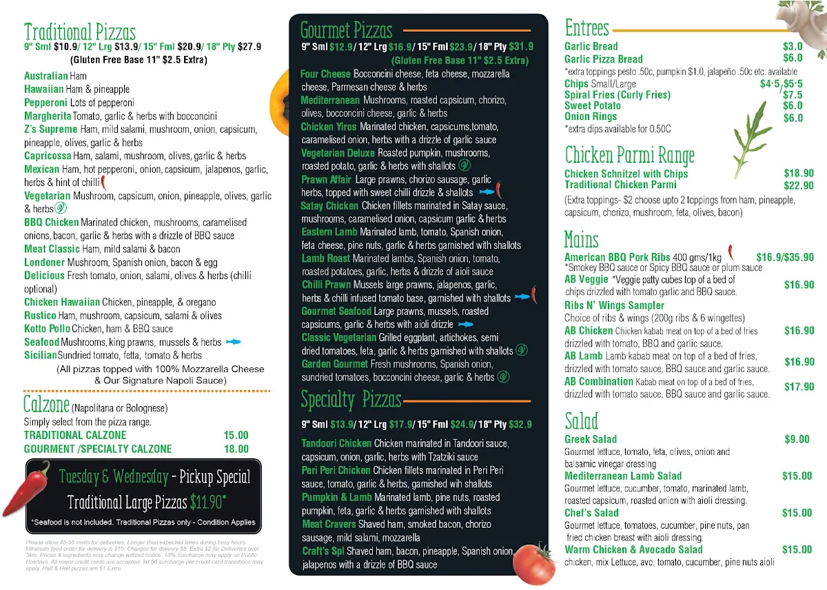 Menu, Edi’s Pizza Kitchen
